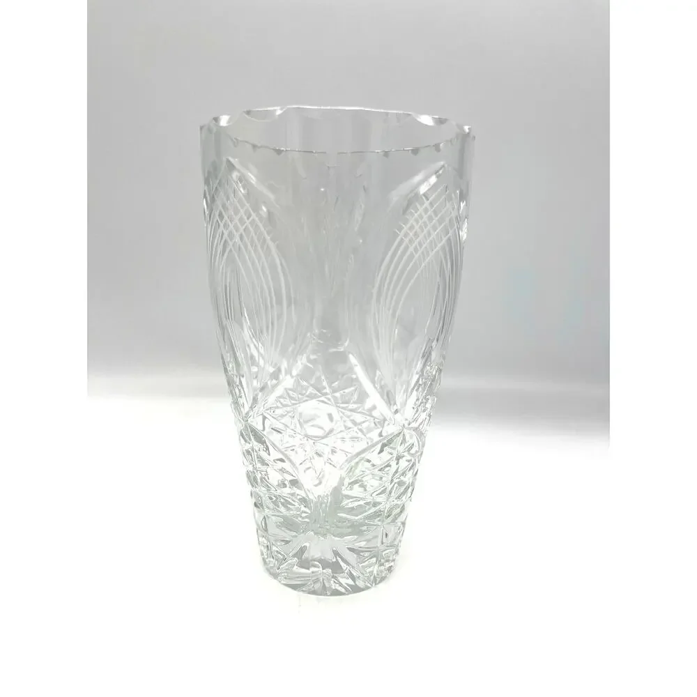 Vintage Crystal Heavy Thick Cut Glass Flower Vase 7.5